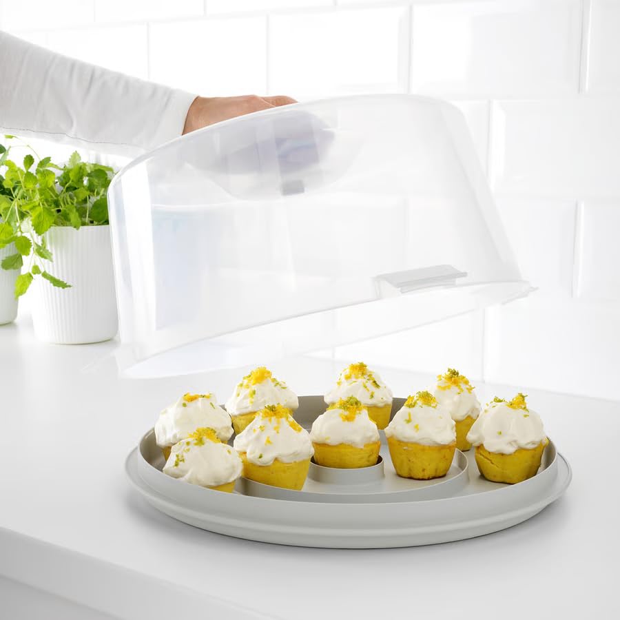 Cake Carrier with Lid & Handle – 14.25" Portable Cake Storage Container for Cakes, Cupcakes, Pastries & Desserts, Round Cake Keeper for Parties, Picnic & Bakery Transport