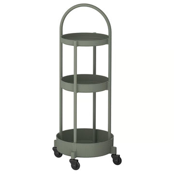3 Tier Rolling Utility Cart with Wheels –Storage Organizer Trolley for Kitchen, Bathroom, Office & Living Room, Gray Green