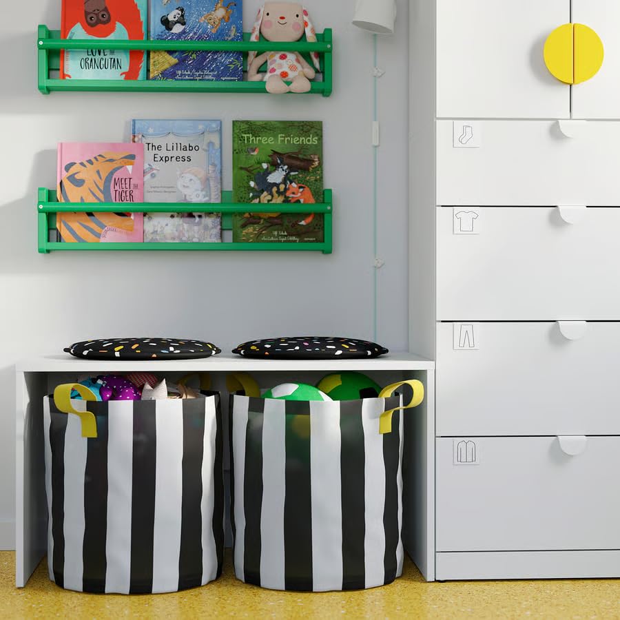 Black White Striped Storage Bag – Large Foldable Clothes Organizer for Closet, Laundry & Bedding, Durable Fabric Storage Bag with Handles for Home Organization & Space Saving