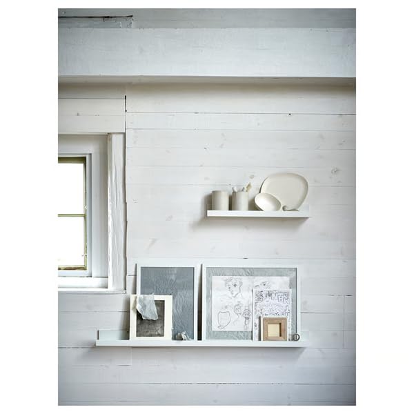 Solid Wood Picture Ledge Shelf 21 ¾ " – Wall Mounted Display Shelf for Photos, Frames, Artwork & Decor, Wooden Floating Picture Frame Ledge for Living Room, Bedroom, Office