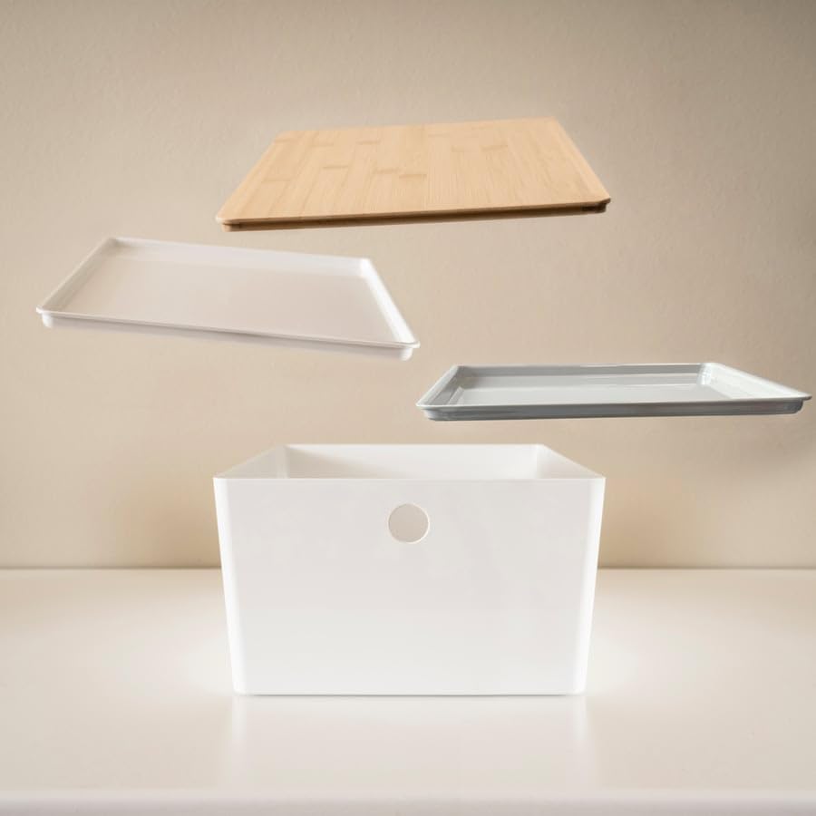 New KUGGIS Storage Box Light Gray – 10 ¼x13 ¾x6 | Stackable Organizer for Papers, Magazines, Gadgets & Hobby Items | Fits BESTÅ Units | Durable Recycled Plastic