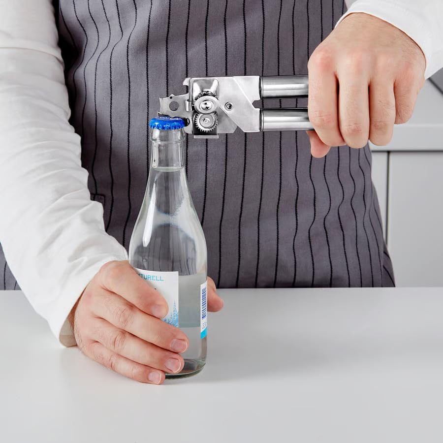 Stainless Steel Can Opener & Bottle Opener – Heavy Duty Manual Kitchen Can Opener Tool – Rust Resistant 2-in-1 Can Opener for Easy Opening of Cans & Bottles – Durable Kitchen Essential