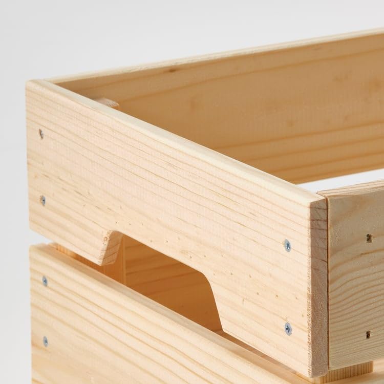 Pine Wood Storage Box – Sturdy Wooden Crate 18x12¼x9¾ for Toys, Clothes, Home Organization, Shelving