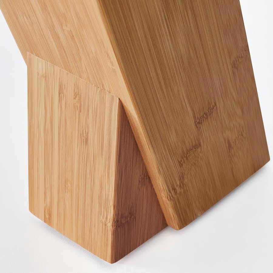 Bamboo Knife Block Set with Whetstone Slot – 5 Slot Kitchen Knife Holder Organizer, Universal Wooden Knife Storage Block for Chef Knives, Countertop Knife Stand, Kitchen Accessories