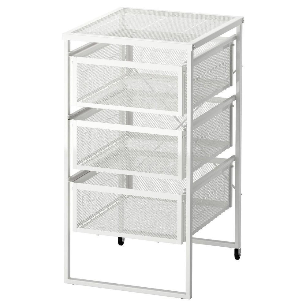LENNART Drawer Unit – White Steel Storage Organizer with 3 Drawers for Home Office & Workspace