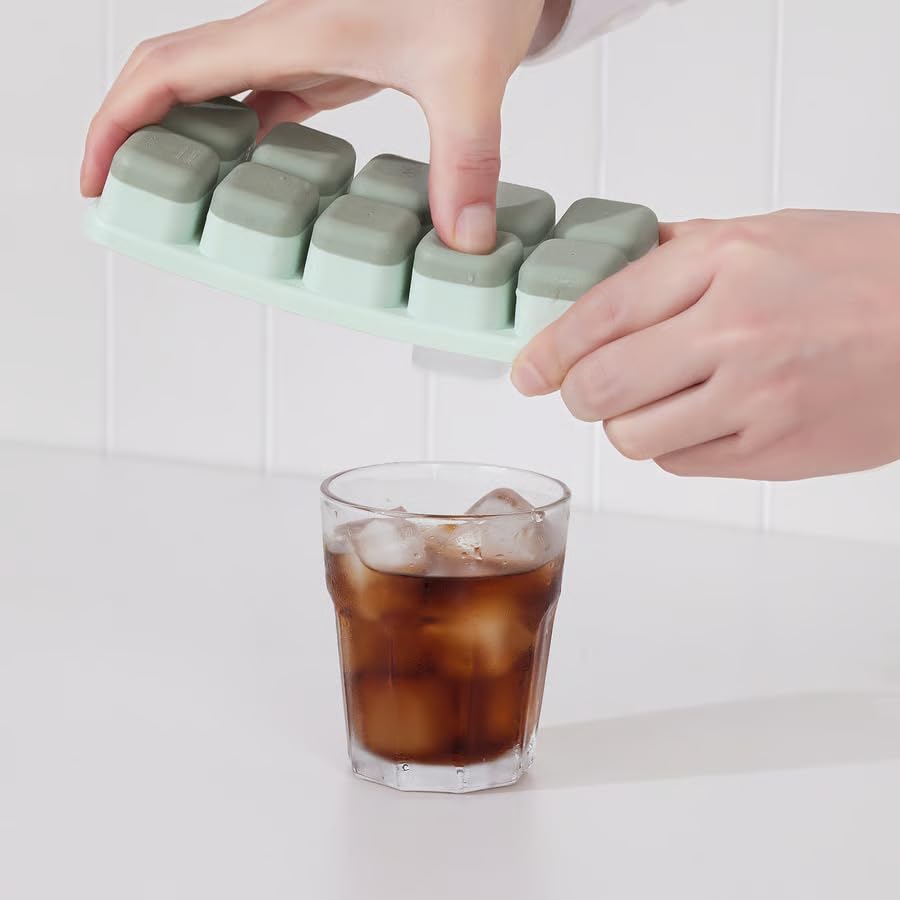 Ice Cube Tray with Lid Set of 2 – Stackable Silicone Ice Cube Maker Mold for Freezer, Spill Proof Ice Tray for Drinks, Whiskey & Cocktails