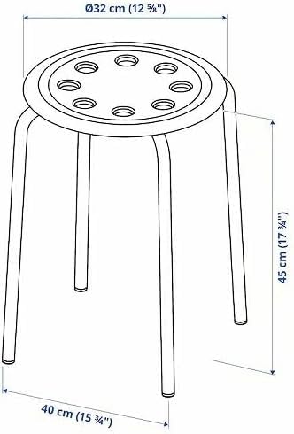 Black Steel Stool with Epoxy Powder Coating, Stackable Metal Seat Stool, Compact Space-Saving Design, 220 lb Weight Capacity