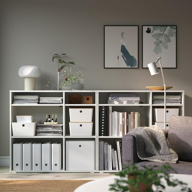 KUGGIS Storage Box White – 10 ¼x13 ¾x6 | Organizer for Papers, Magazines, Gadgets & Hobby Items | Fits BESTÅ Units | Durable Recycled Plastic