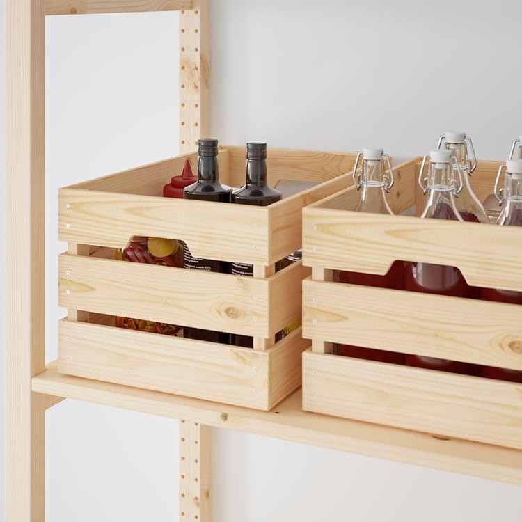 Pine Wood Storage Box – Sturdy Wooden Crate 18x12¼x9¾ for Toys, Clothes, Home Organization, Shelving