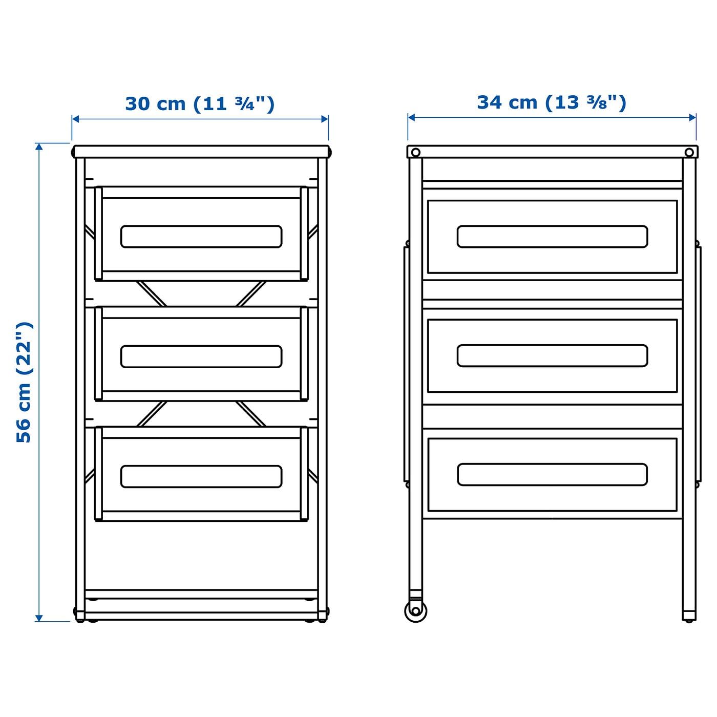 LENNART Drawer Unit – White Steel Storage Organizer with 3 Drawers for Home Office & Workspace