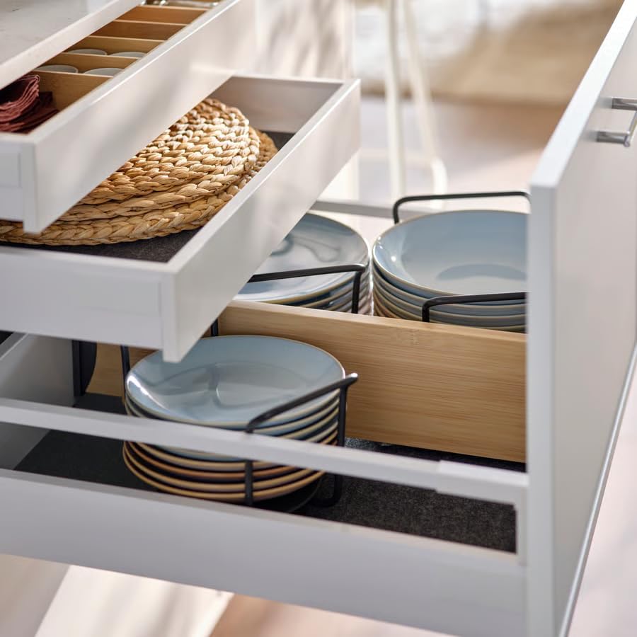 Adjustable Bamboo Drawer Dividers Expandable Kitchen Drawer Organizer, Wooden Drawer Separator Inserts for Utensils, Cutlery, Kitchen Tools & Office Storage, Non-Slip Expandable Divider System