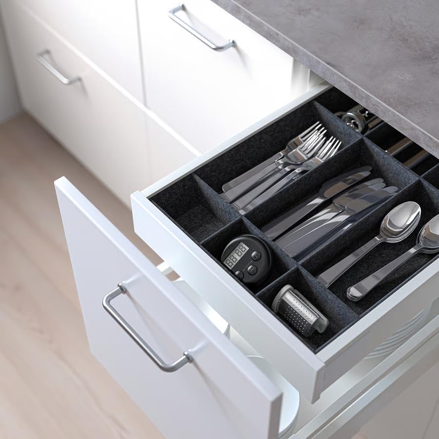 Adjustable Drawer Organizer 15x24 Inch, Customizable Kitchen Drawer Dividers, Drawer Organizer Tray for Utensils, Cutlery, Kitchen Tools & Office Supplies, Gray
