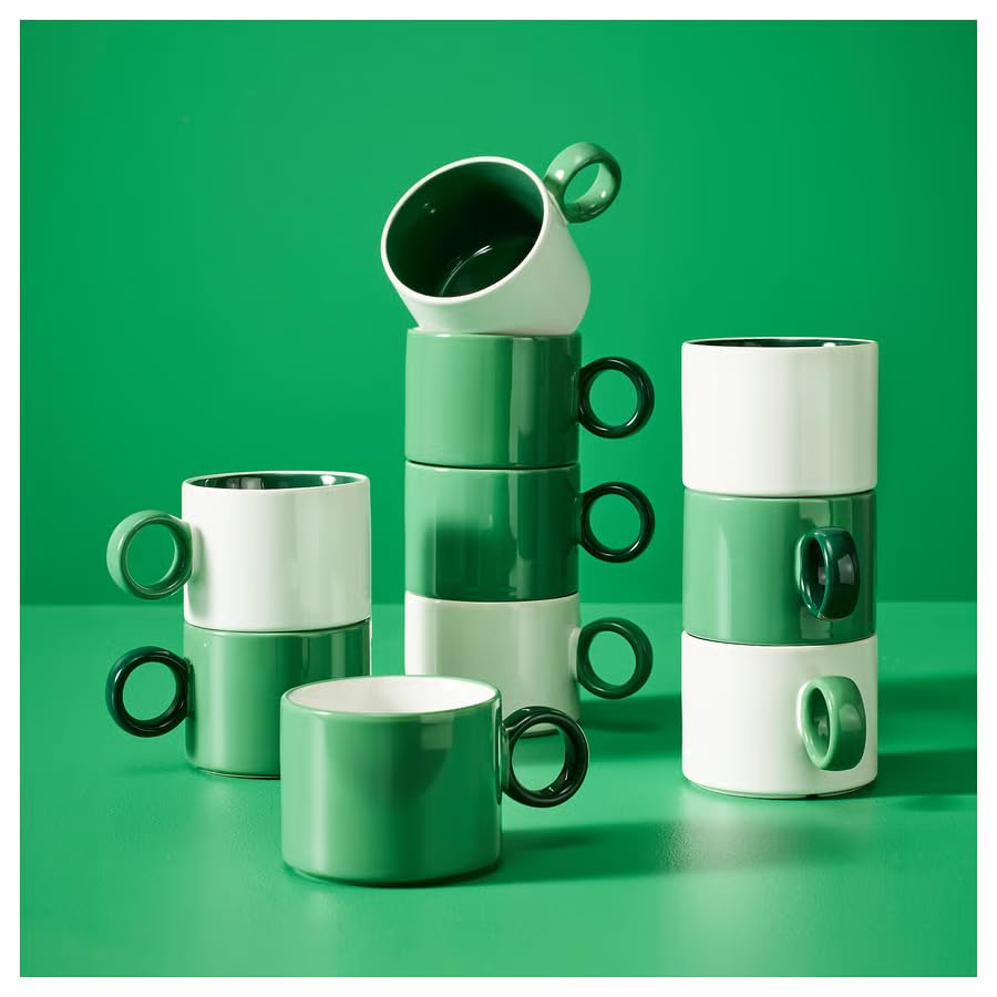 Ceramic Coffee Mug 10 oz – White & Green Tea Cup for Coffee, Tea & Hot Chocolate, Modern Stoneware Mug for Home, Office & Kitchen Drinkware