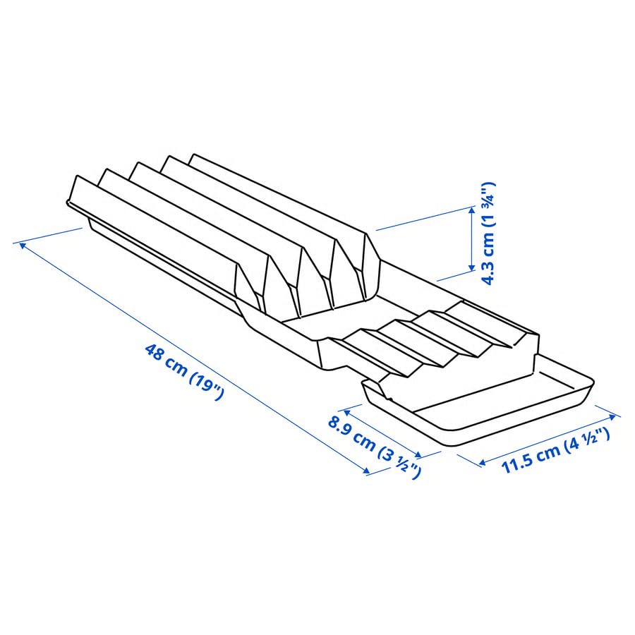 Knife Drawer Organizer Tray 4x20 Inch – Kitchen Knife Storage Rack Insert, Blade Protector Holder, Drawer Knife Organizer, Anthracite