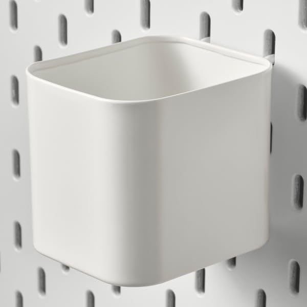SKÅDIS Container – White Plastic Organizer for Pegboard Storage, Home Office & Craft Supplies