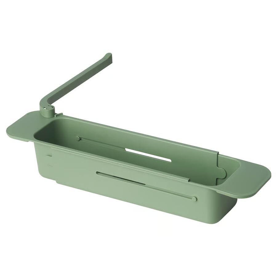 Kitchen Sink Organizer Container, Extendable Sink Storage Holder for Sponges, Dish Soap & Brush Organizer with Dishcloth Holder, Space Saving Sink Accessory