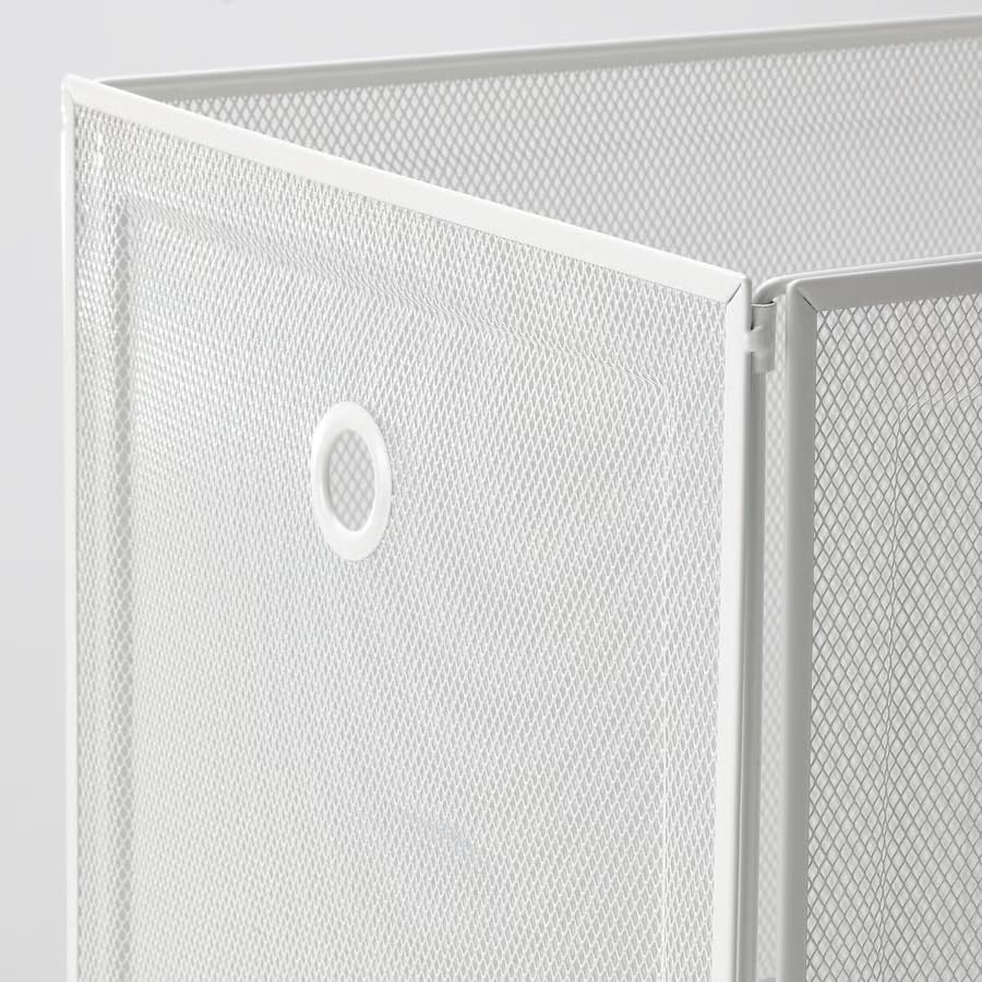 White Metal Mesh Storage Box 13 x 14.5 x 13 Inches, Storage Organizer for Shelving Unit, Breathable Mesh Box for Home, Closet, Home Organization