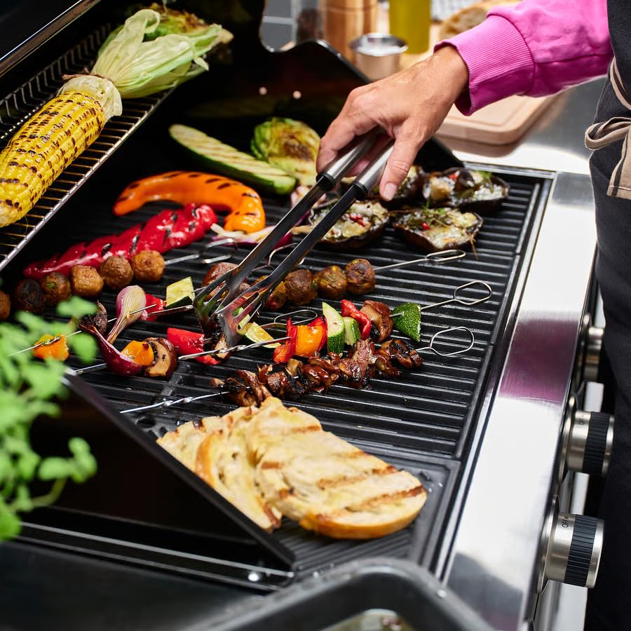 Skewers 12 Inch Stainless Steel BBQ – Reusable Metal Grill Skewers for Kabobs, Meat, Vegetables & BBQ Grill Accessories, Heavy Duty Kebab Skewers for Grilling