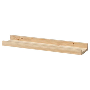 Solid Pine Picture Ledge Shelf 17.75 Inch – Wall Mounted Display Shelf for Photos, Frames, Artwork & Decor, Wooden Floating Picture Frame Ledge for Living Room, Bedroom, Office