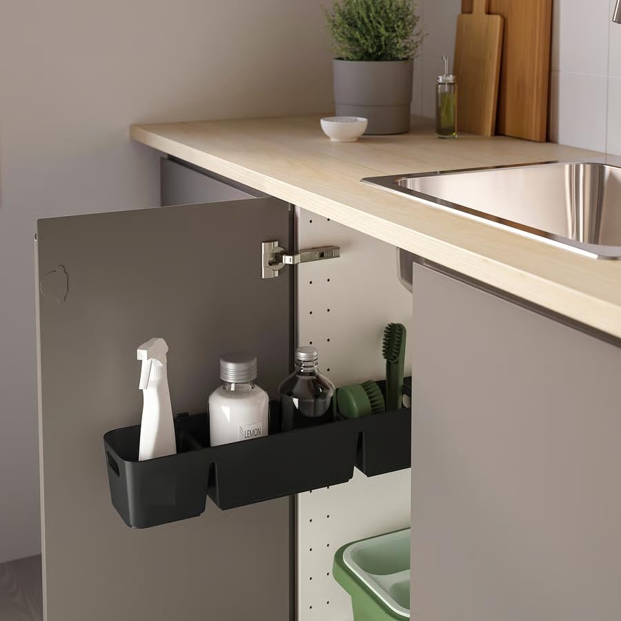 Anthracite Storage Box, Slim Drawer Organizer 19.75x5 Inch, Narrow Storage Container for Kitchen, Bathroom, Under Sink & Cabinet Organization, Space-Saving Home Organizer