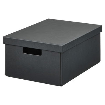 Anthracite Storage Box with Lid, Large Document Organizer 9.75x13.75x6.25 Inch, Multi-Purpose Storage Container for Papers, Notebooks, Gadgets & Desk Accessories, Home & Office Organization Box