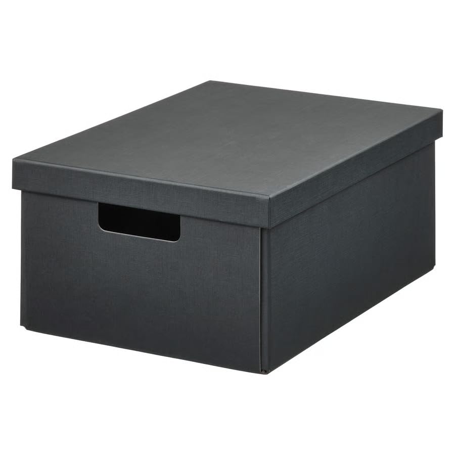 Anthracite Storage Box with Lid, Large Document Organizer 9.75x13.75x6.25 Inch, Multi-Purpose Storage Container for Papers, Notebooks, Gadgets & Desk Accessories, Home & Office Organization Box