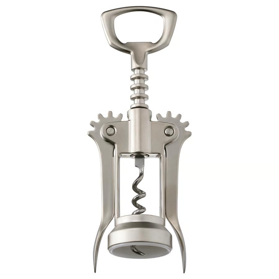 Wing Corkscrew Wine Opener – Matte Silver Heavy Duty Lever Cork Remover for Wine Bottles, Ergonomic Manual Corkscrew for Home Bar & Kitchen Accessories