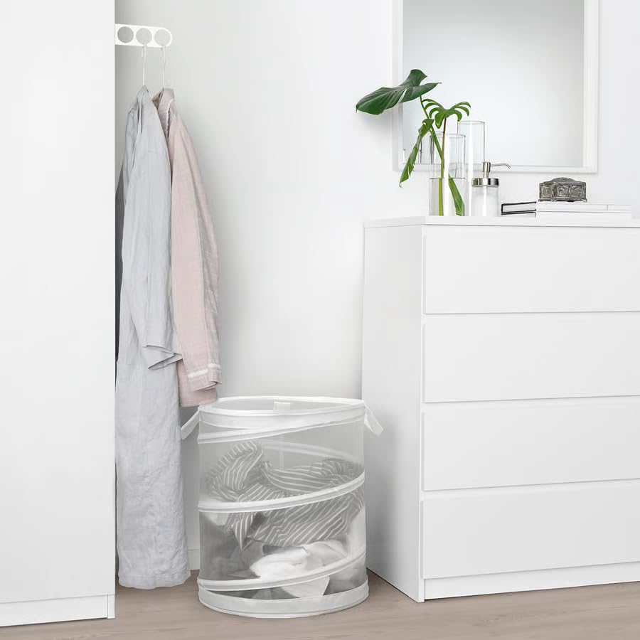 White Laundry Basket 21 Gallon, Large Basket with Handles, Durable Clothes Basket for Laundry Room, Bedroom & Bathroom, Lightweight Ventilated Laundry Organizer