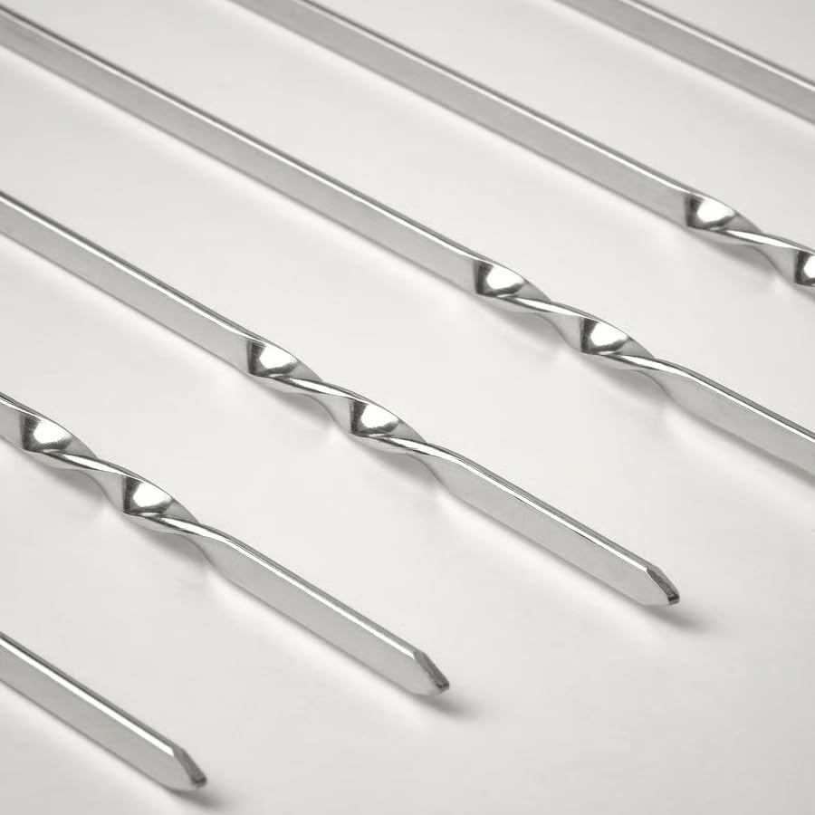 Skewers 12 Inch Stainless Steel BBQ – Reusable Metal Grill Skewers for Kabobs, Meat, Vegetables & BBQ Grill Accessories, Heavy Duty Kebab Skewers for Grilling