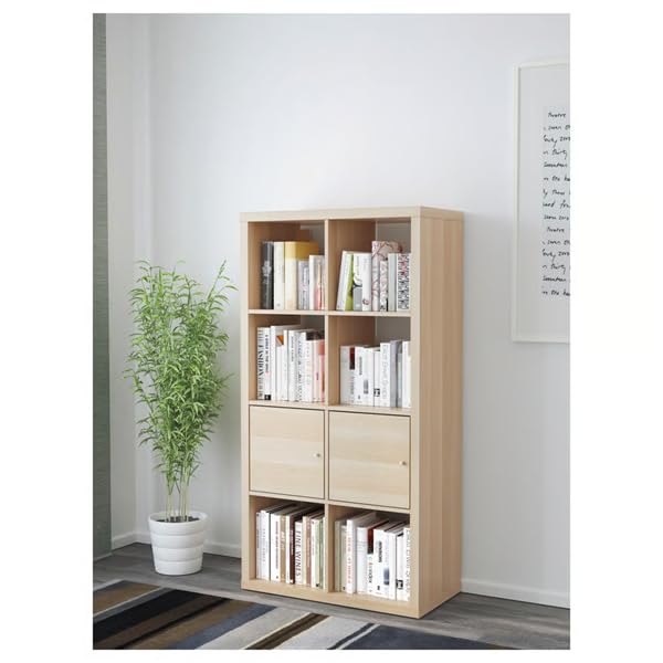 KALLAXi Insert with Door White Stained Oak Effect 13x13inches | Cube Storage Shelf Organizer Cabinet Door | Compatible with Kallax & Expedit Units