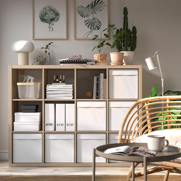 DRÖNA White Fabric Storage Box – Collapsible Cube Organizer Bin 13x15x13 for Shelving Units, Toys, Clothes, Home Storage
