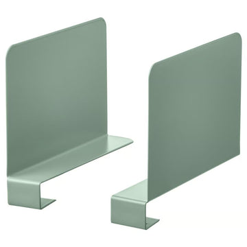 Bookends Set of 2, Light Gray Green Book Ends, Non-Slip Metal Bookends, Heavy Duty Book Holders for Shelves, Desk & Office, Decorative Book Ends for Books, Files & Magazines