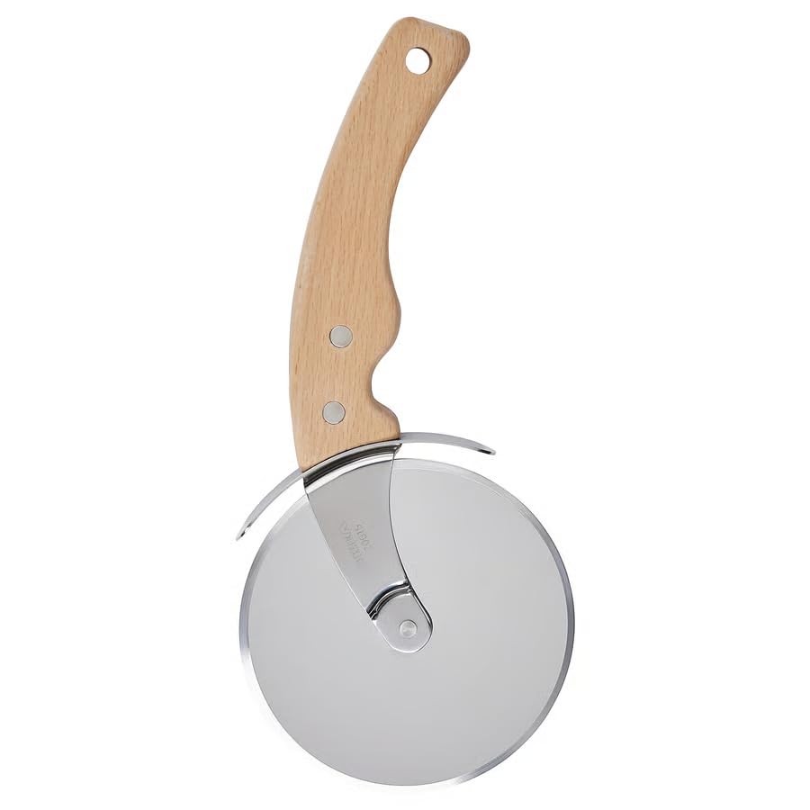 Pizza Cutter Wheel – Stainless Steel Pizza Slicer with Beech Wood Handle, Sharp Rolling Pizza Knife for Homemade Pizza, Pastry & Flatbread Cutting, Heavy Duty Kitchen Cutter 8.75 Inch