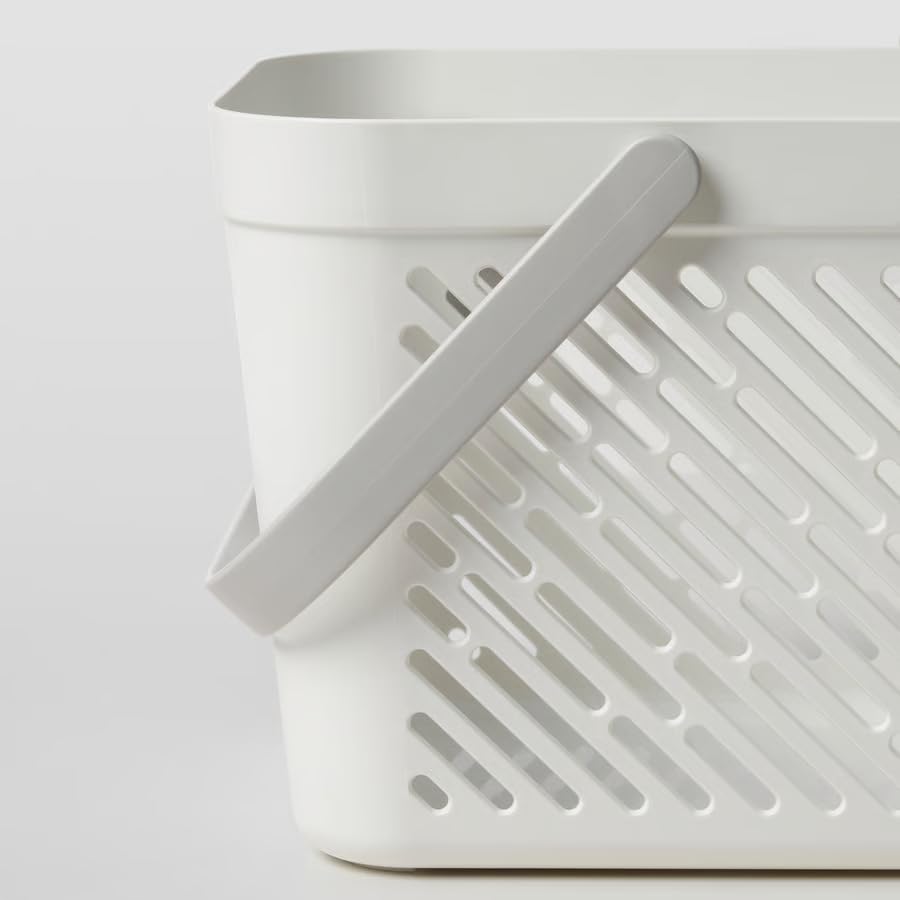 Plastic Storage Basket With Handles, Ventilated Organizer with Drain Holes, Durable Multipurpose Bathroom Organizer for Toiletries, Kitchen, Laundry