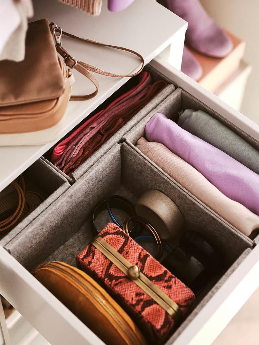 Light Gray Storage Box (Pack of 2) – Multi-Purpose Organizer 6x10.5x4.75 Inch for Drawer, Closet, Desk, Durable Fabric Storage Boxes for Home Organization
