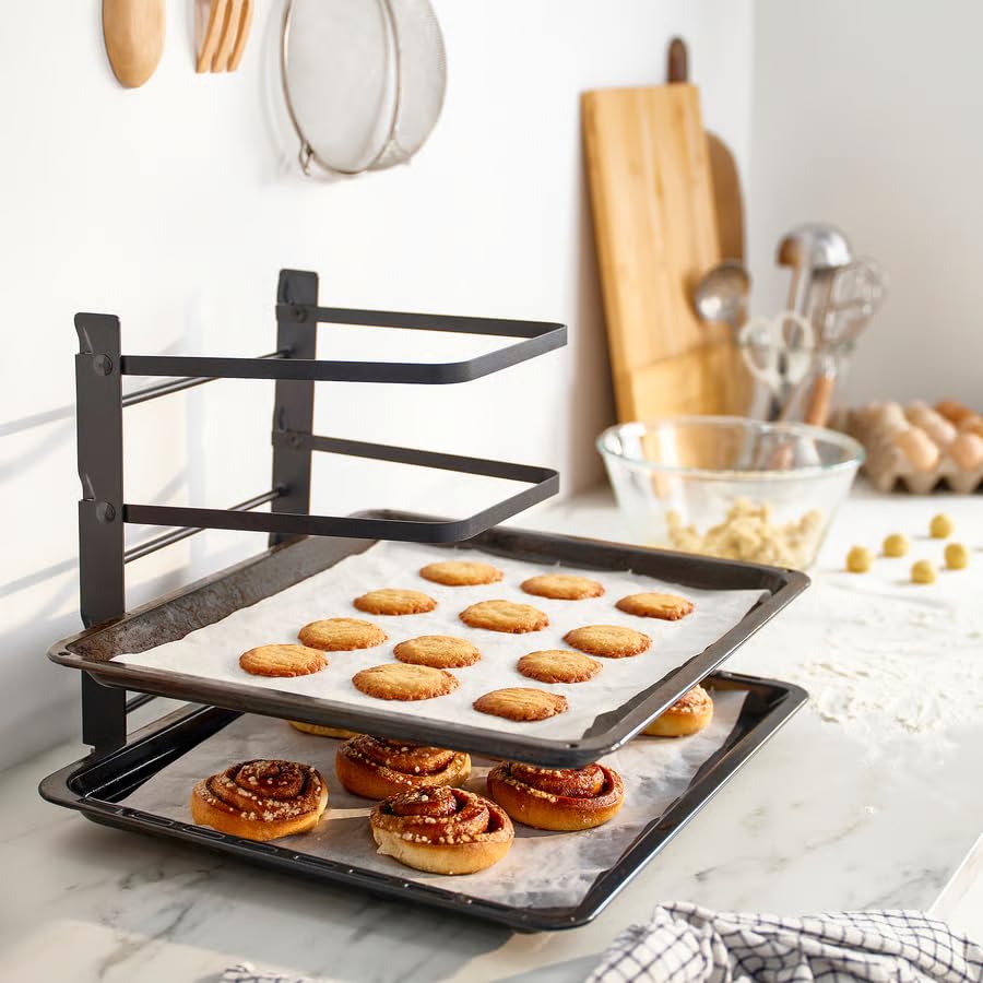 Foldable Baking Sheet Rack – Heavy Duty Cooling & Baking Rack for Cookies, Cakes & Bread – Space Saving Collapsible Oven Tray Rack – Black 10¾x10¼x13”
