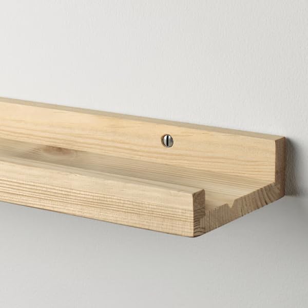 Solid Pine Picture Ledge Shelf 17.75 Inch – Wall Mounted Display Shelf for Photos, Frames, Artwork & Decor, Wooden Floating Picture Frame Ledge for Living Room, Bedroom, Office