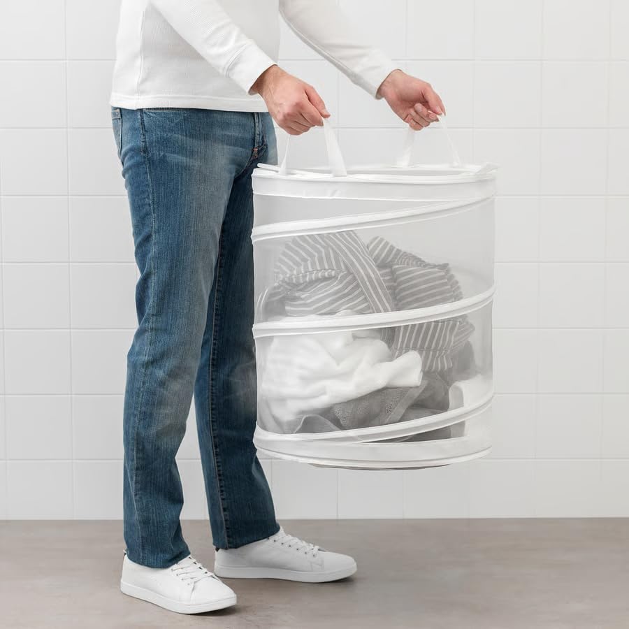 White Laundry Basket 21 Gallon, Large Basket with Handles, Durable Clothes Basket for Laundry Room, Bedroom & Bathroom, Lightweight Ventilated Laundry Organizer