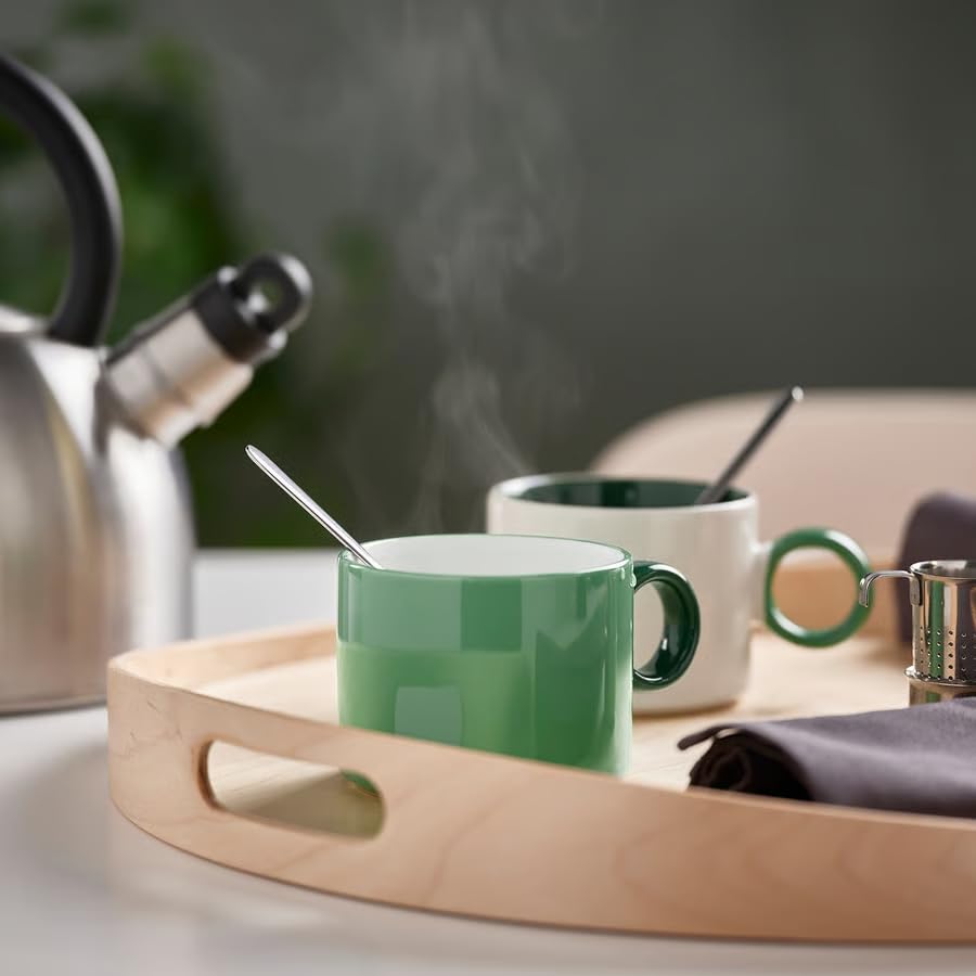 Ceramic Coffee Mug 10 oz – White & Green Tea Cup for Coffee, Tea & Hot Chocolate, Modern Stoneware Mug for Home, Office & Kitchen Drinkware