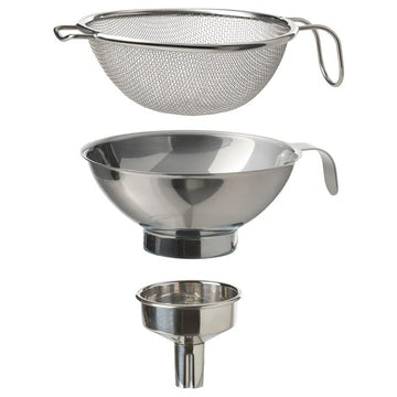 Stainless Steel Funnel Set of 3 – Fine Mesh Strainer & Kitchen Sifter Set for Juicing, Baking, Cooking & Liquid Transfer