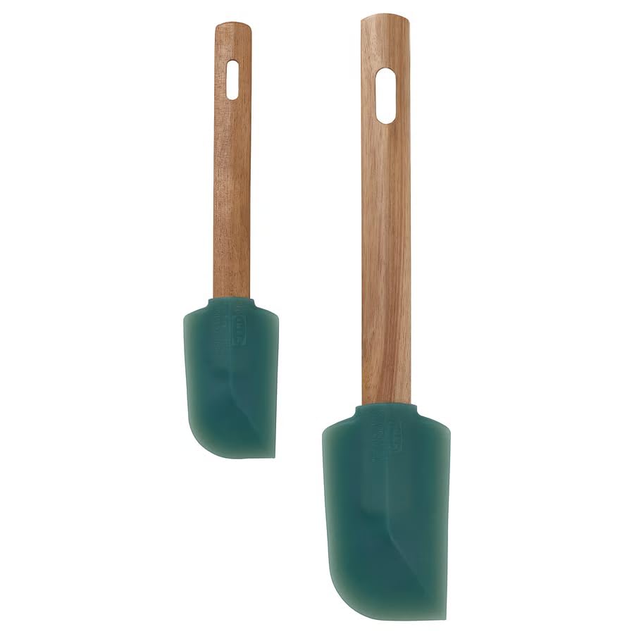Silicone Spatula Set of 2 – Non Stick Rubber Baking Spatulas with Wooden Handles for Mixing, Scraping & Cooking
