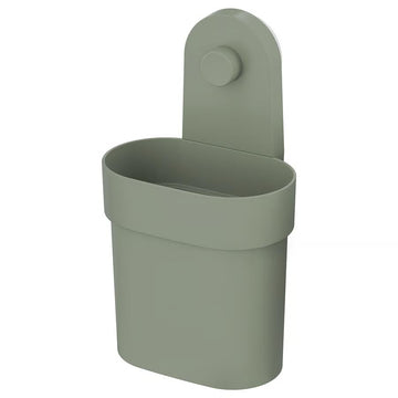Wall Mounted Suction Cup Storage Container, Drill-Free Bathroom & Kitchen Organizer, Waterproof Adhesive Wall Caddy for Shower, Soap, Sponge & Accessories Holder, Gray Green