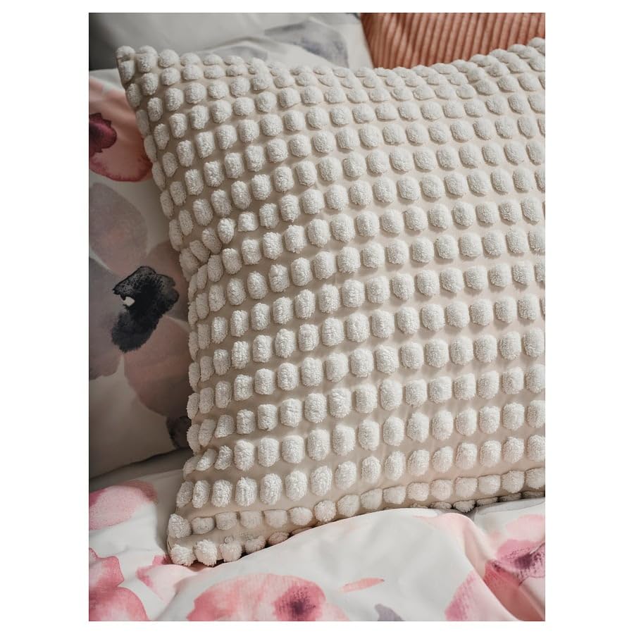 SVARTPOPPEL Cushion Cover 20x20 Inch – Light White Decorative Pillow Case for Sofa, Couch, Bedroom & Living Room Décor