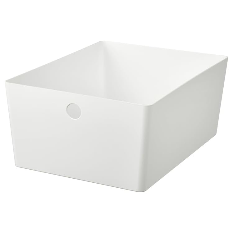 KUGGIS Storage Box White – 10 ¼x13 ¾x6 | Organizer for Papers, Magazines, Gadgets & Hobby Items | Fits BESTÅ Units | Durable Recycled Plastic