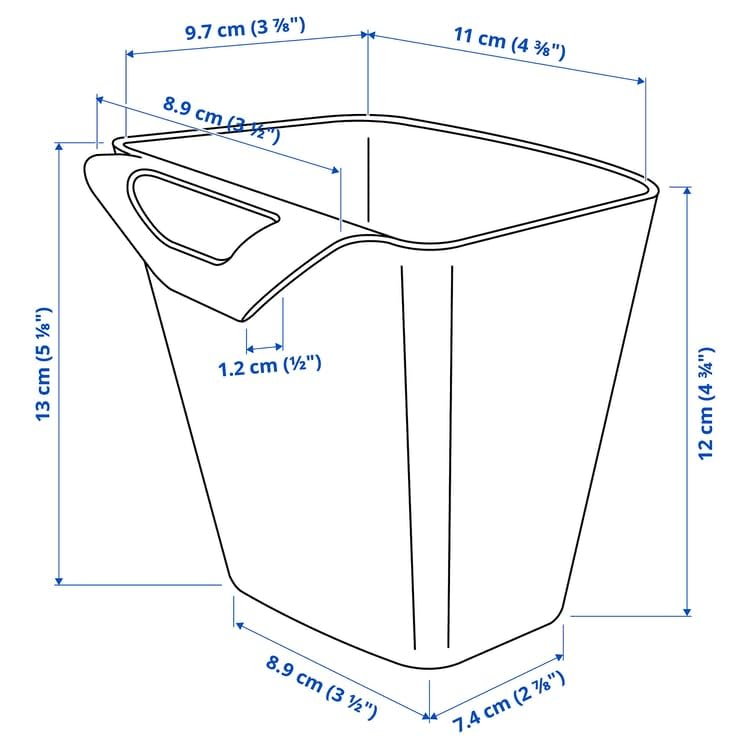 SUNNERSTA Container – Bright Orange Plastic Storage Cup, 4.75 x 4.38 Inch Hanging Utensil Holder for Kitchen Rail, Bathroom & Home Organization