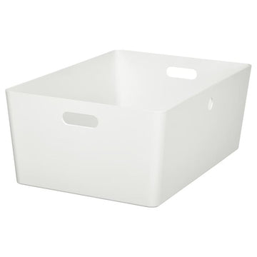 Large White Storage Box 14.5x21.25x8.25 Inch, Large Plastic Storage Container for Home Suplies & Home Organization, Durable Stackable Storage Organizer Box