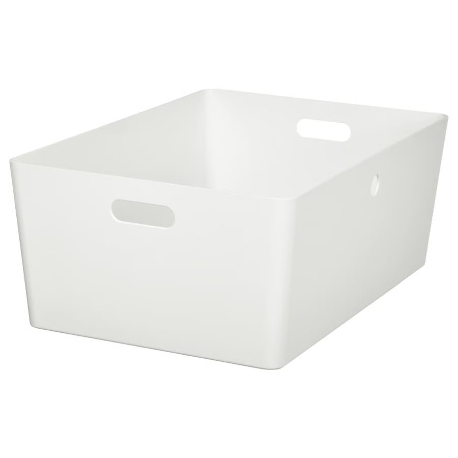 Large White Storage Box 14.5x21.25x8.25 Inch, Large Plastic Storage Container for Home Suplies & Home Organization, Durable Stackable Storage Organizer Box