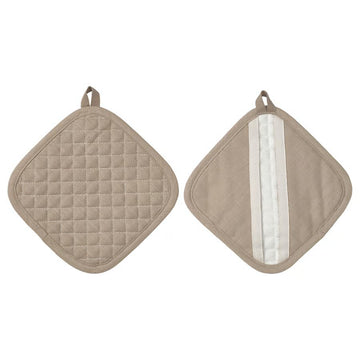 Heat Resistant Pot Holders Set of 2, Quilted Cotton Pot Holders 7x7 Inch, Oven Mitts & Hot Pads for Kitchen, Heat Resistant Potholder for Cooking, Baking & Grilling, Beige