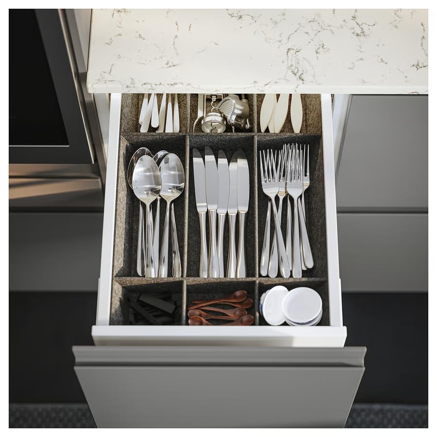 Adjustable Drawer Organizer 15x24 Inch, Customizable Kitchen Drawer Dividers, Drawer Organizer Tray for Utensils, Cutlery, Kitchen Tools & Office Supplies, Gray