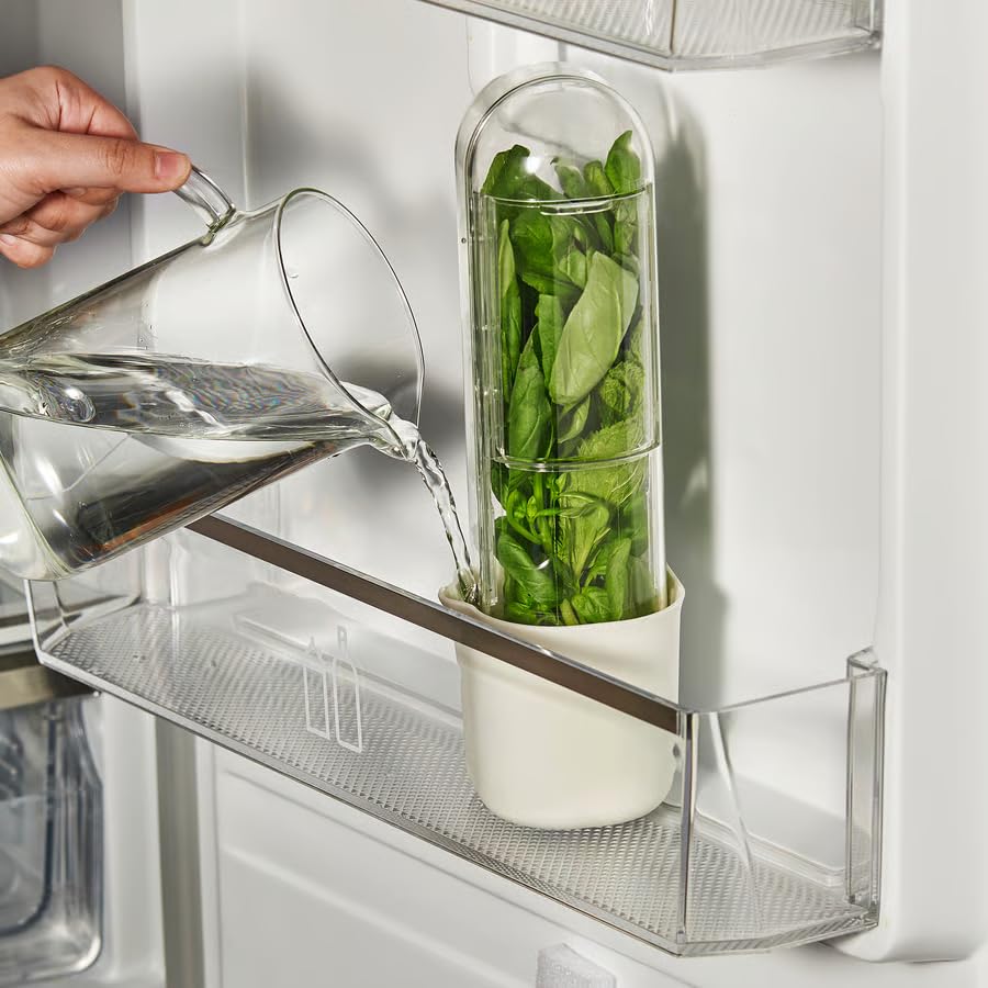 Herb Keeper for Refrigerator – Fresh Herb Storage Container with Water Reservoir, Airtight Produce Saver for Cilantro, Parsley & Basil